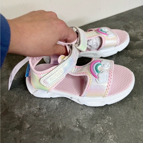 Carters light pink white light up sandals t strap Velcro rainbow size 11 new - Picture 5 of 6